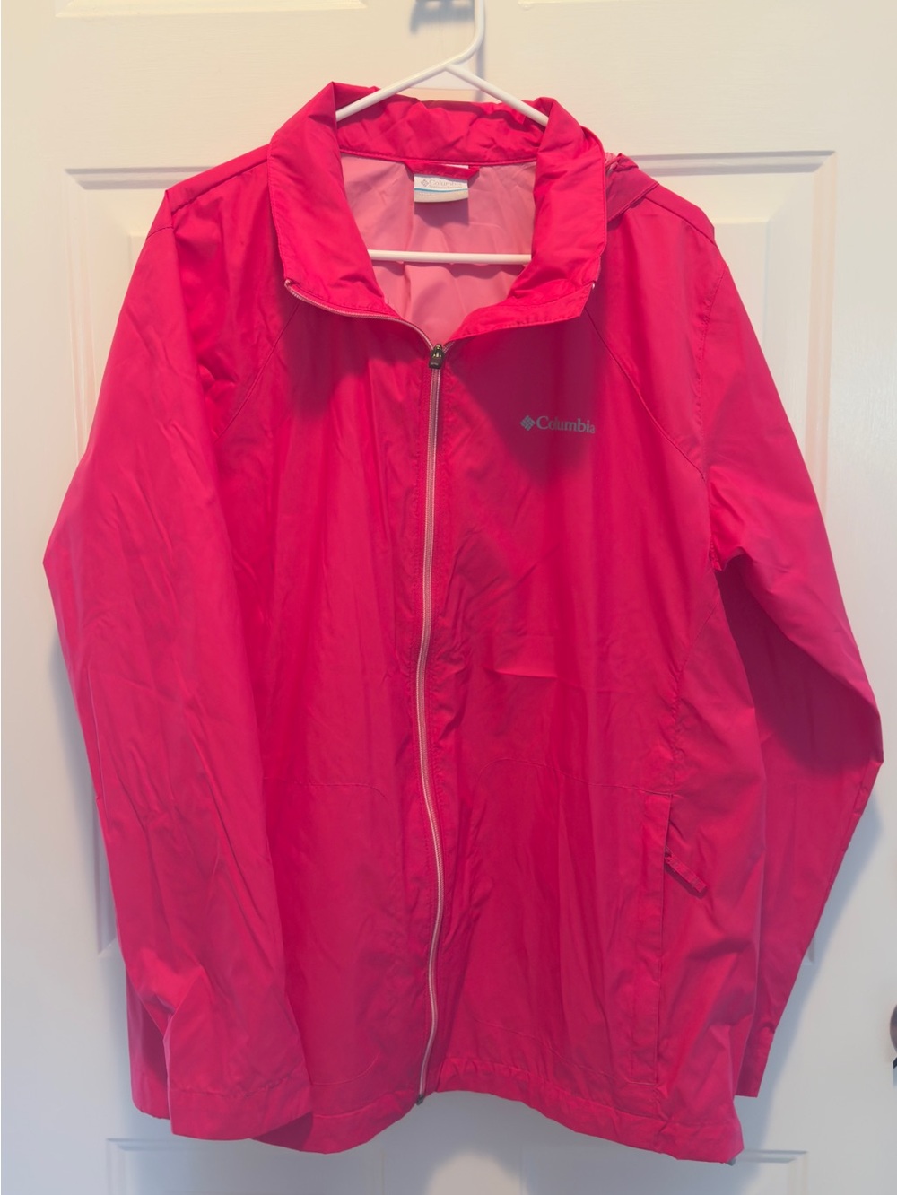 NWOT Columbia Pink Lightweight Hooded Rain Jacket Women’s 1X